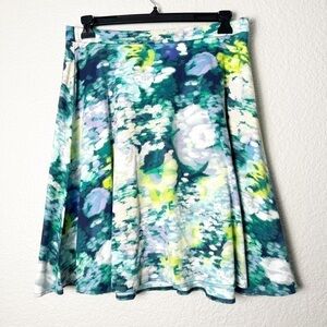 Cynthia Rowley Multi-Color Blurry Floral Flared Skirt